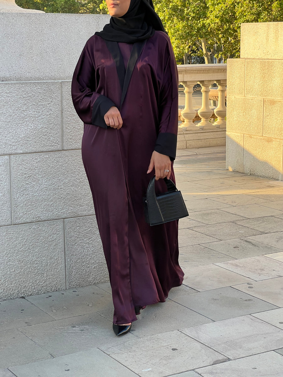 ABAYA KIMONO Oversize - Prune & noir