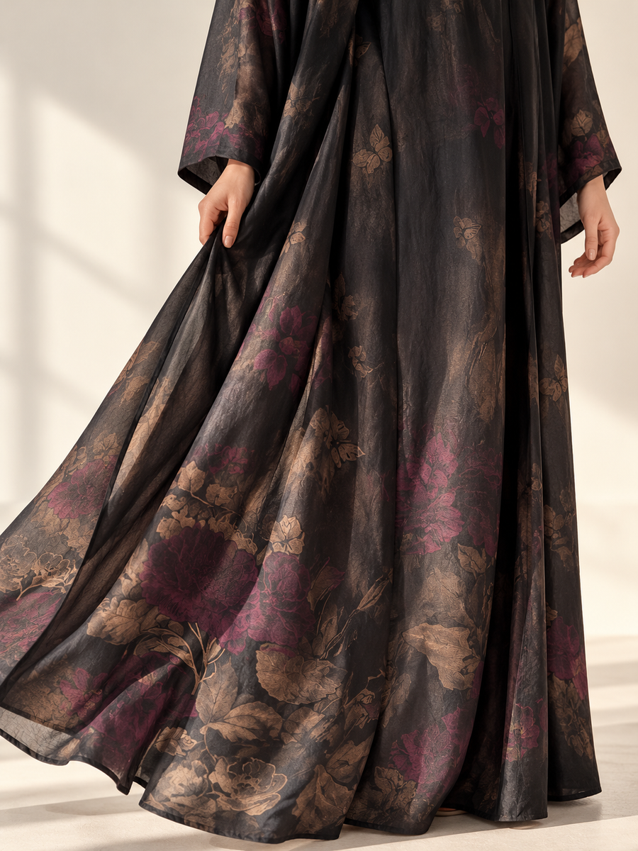 ABAYA kimono Dubai imprimé Violet T.60