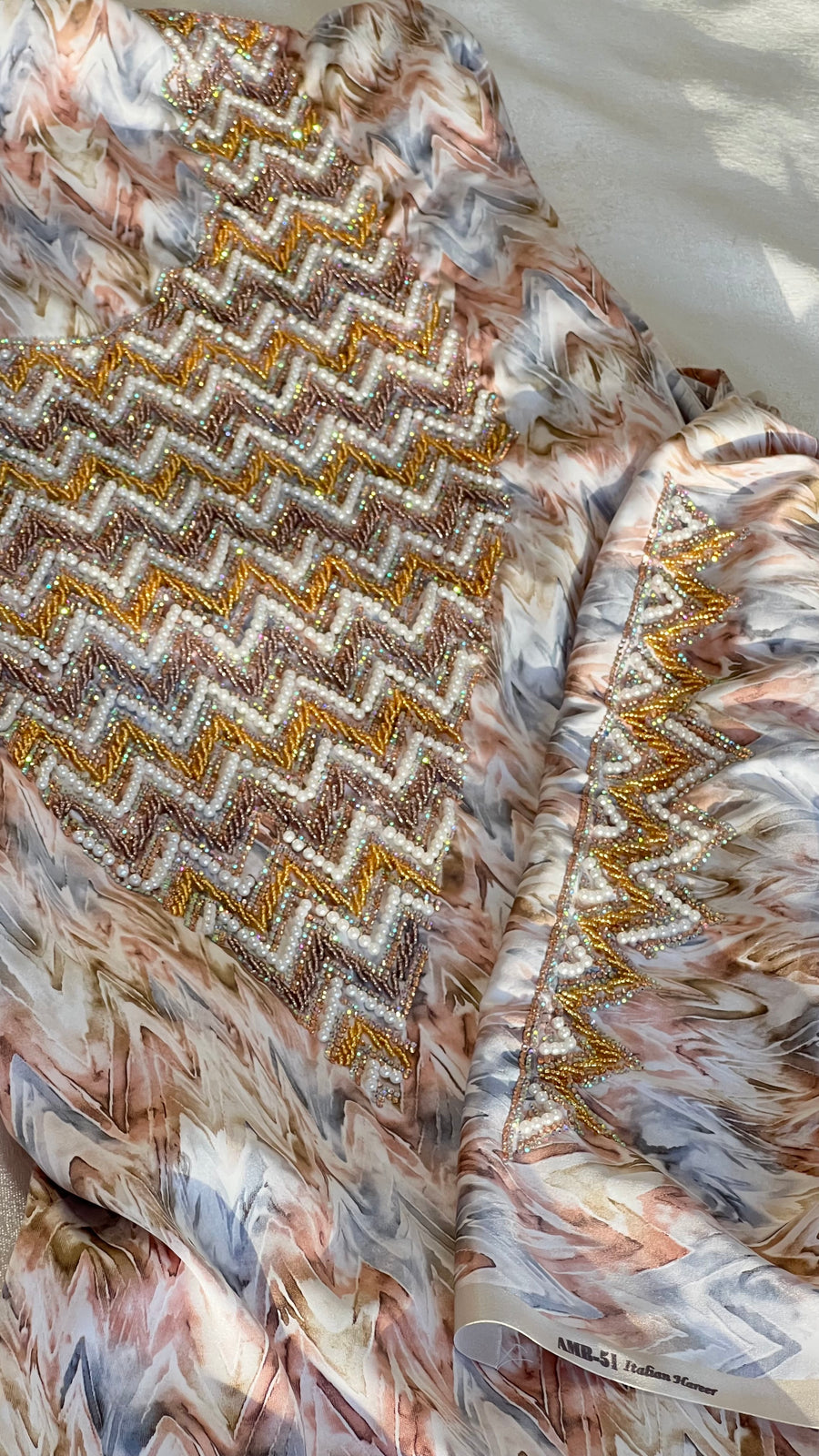 MAKHAWER Luxury perlé Rose&bleu (Non cousu)
