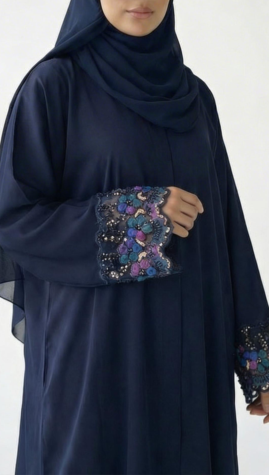 ABAYA Dubai N002 Noir & Bleu