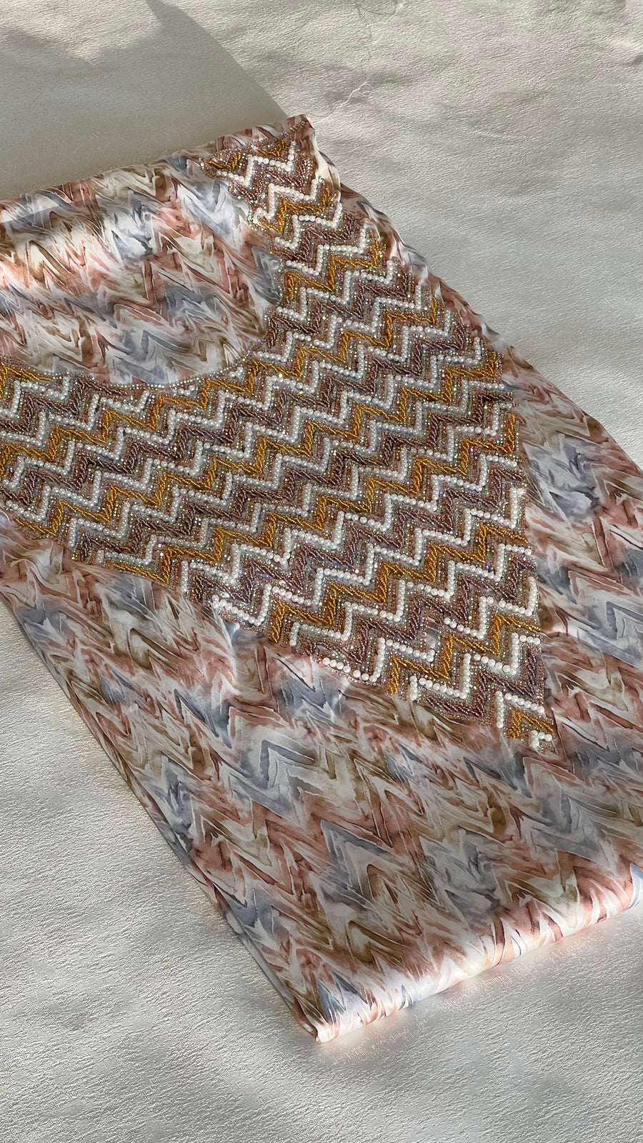 MAKHAWER Luxury perlé Rose&bleu (Non cousu)