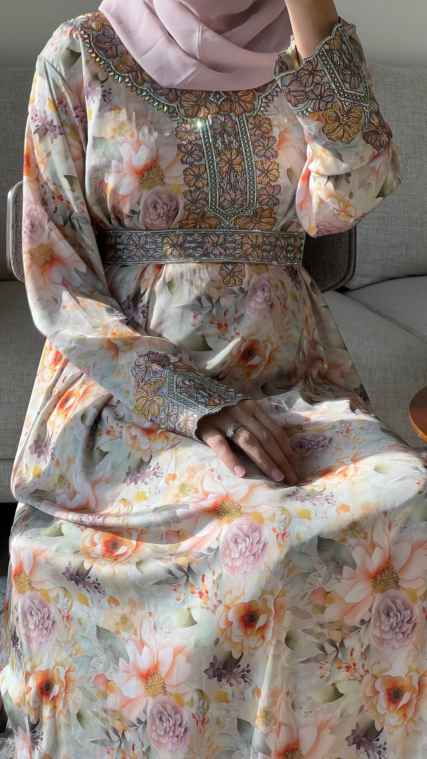 Makhawar premium avec ceinture Rose nude/Orange