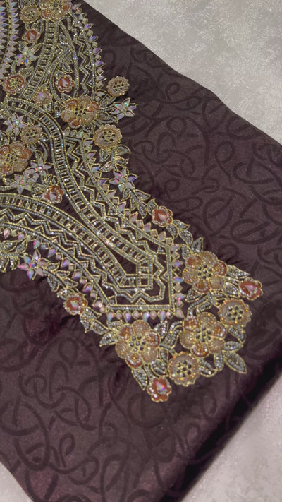 MAKHAWER Luxury Jacquard Marron chocolat